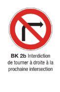 Signalisation de prescription BK2B - panneau routier d'interdiction de tourner à droite_0