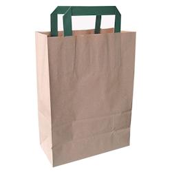 Packnwood FHC - 250Pcs - Sac cabas papier brun recyclé anses vertes - 200x100x280mm - marron papier 210MCABB20BR_0