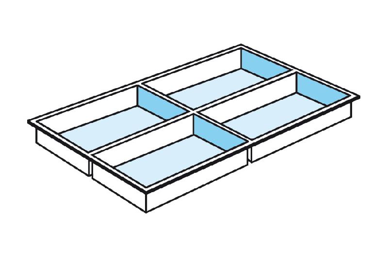 Plateau de compartimentage 4 cases - pour tiroir de classement à plat TP6_0