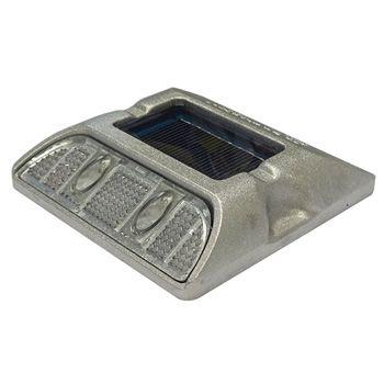 Plot routier solaire à coller simple face - lumineux à énergie solaire - polycarbonate haute densité - visibilité 1 km - batterie longue durée_0