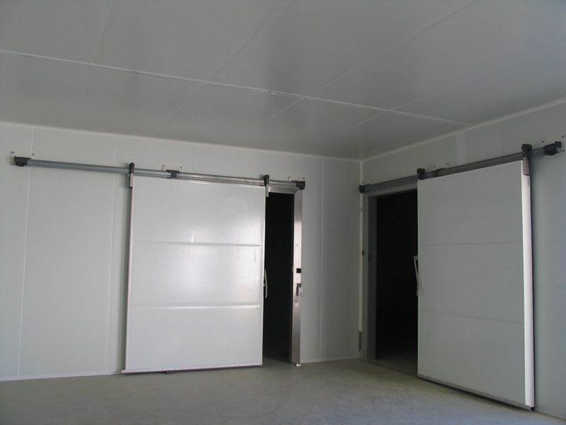 Porte de chambre froide coulissante - Lisoleur - Positive et Négative - Tôle Laquée et Polyester - Huisserie Inox_0
