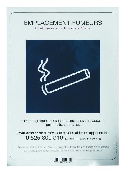 SIGNALETIQUE EMPLACEMENT FUMEUR + DECRET