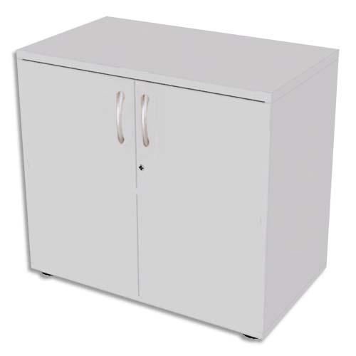 Simmob armoire basse 1 tablette avec porte scenario - dimensions l80 x h72 x p47 cm blanc perle_0