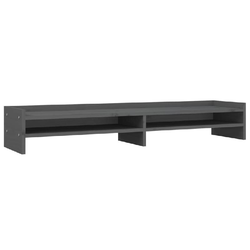 Support pour moniteur - Bois de pin solide gris - 100 x 24 x 16 cm - Design minimaliste 02_0004425_0