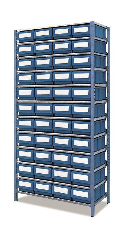 TAYG - Rayonnage avec bacs en acier galvanisé - 120 bacs en polypropylène - Dimensions 1000x320x2000mm - Réf 09051_0