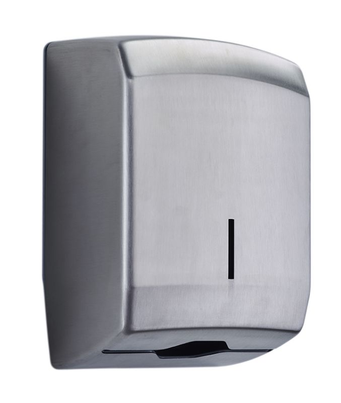 Distributeur De Serviettes Papier Mural INOX - Capacité 400 Feuilles Multifold/Z-fold, Verrouillable, Pour Toilette Commerciale