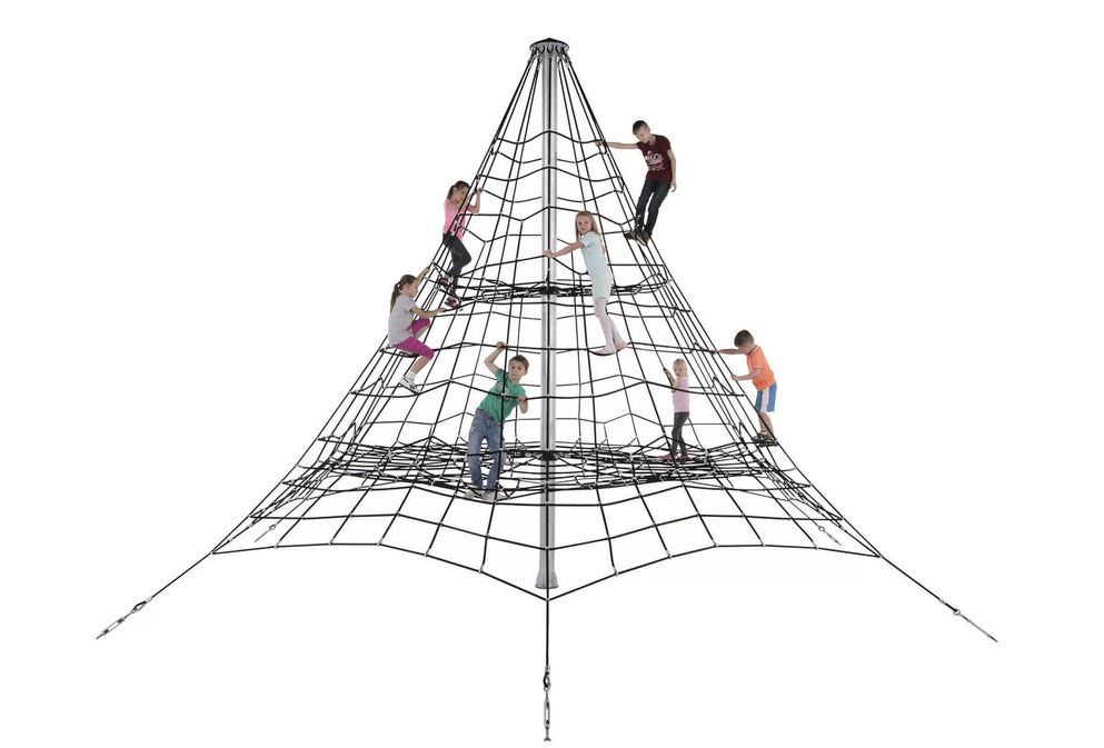Araignée pour aire de jeux - Hauteur 4.5 m, 5 m ou 5.5 m - Filet de pyramide en corde armée solide Ø 18 mm, connecteurs en aluminium_0