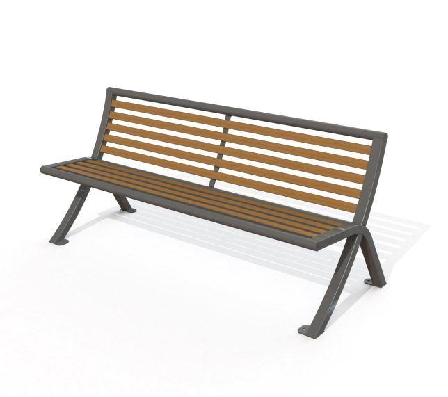 Banc public Opale en compact et acier thermolaqué - imitation teck - 1752 mm_0