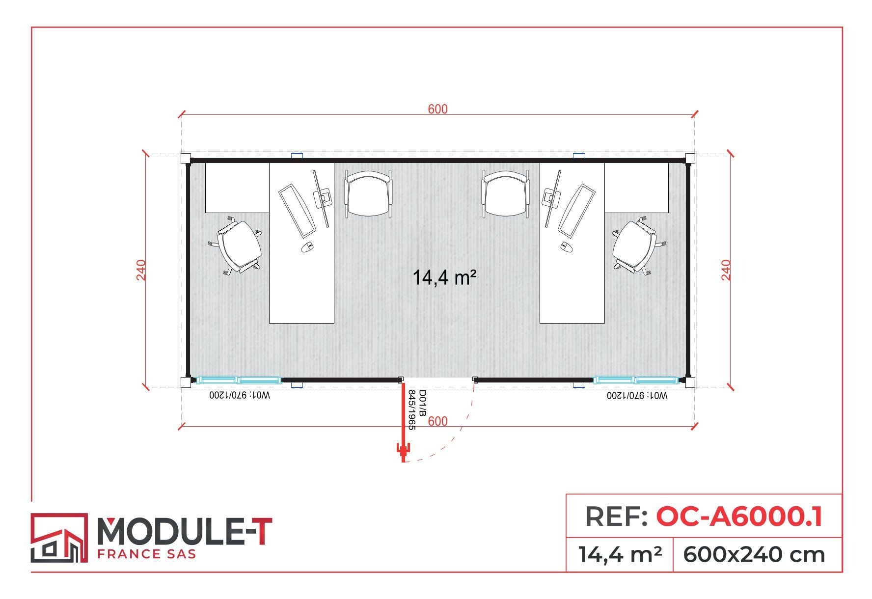 Bungalow de chantier isolé avec plafond en polyuréthane