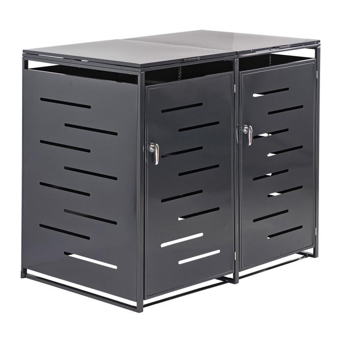 Cache poubelle extérieur - pour 2 poubelles - anthracite_0