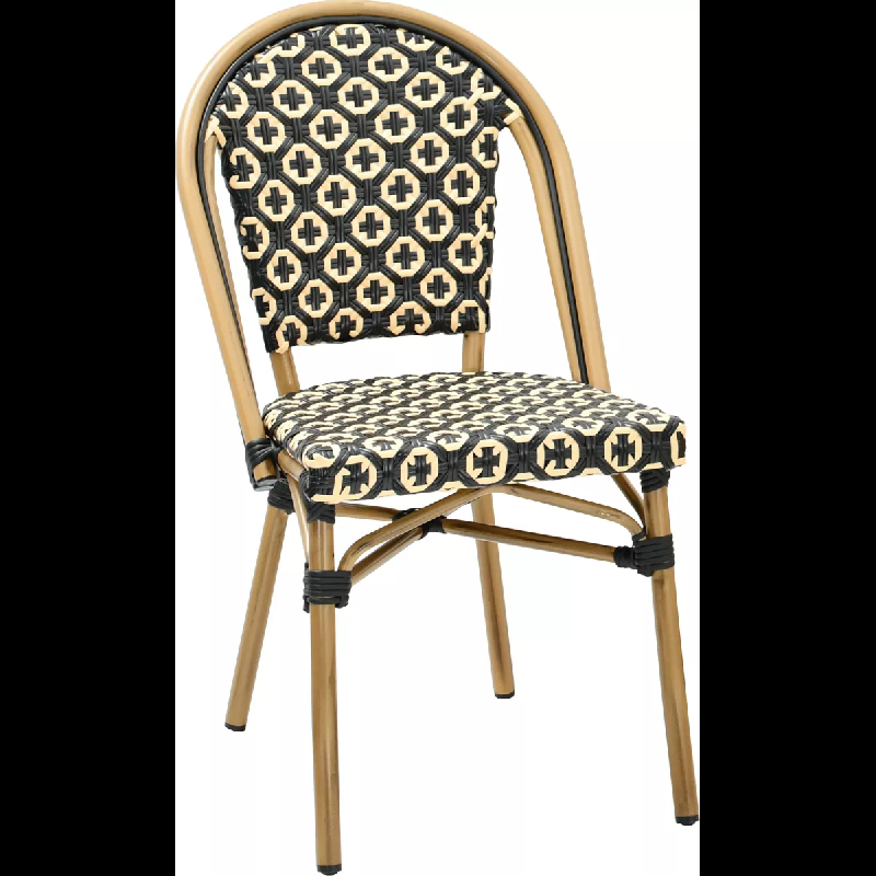 Chaise de restaurant ROSEY - aluminium rotin tressage nylon - extérieur - classique_0