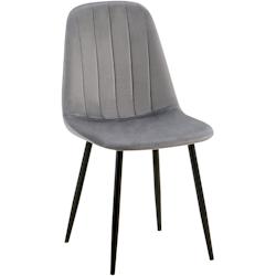 Décoshop26 - Chaise de salle à manger x1 design moderne coutures verticales velours gris foncé et pieds en métal noir 10_0001985 - gris 3000250782883_0