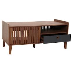 Décoshop26 - Table basse 2 compartiments de rangement et 1 tiroir en bois de manguier 52x114x59 cm tiroir gris foncé 04_0008456 - gris 3000262572168_0