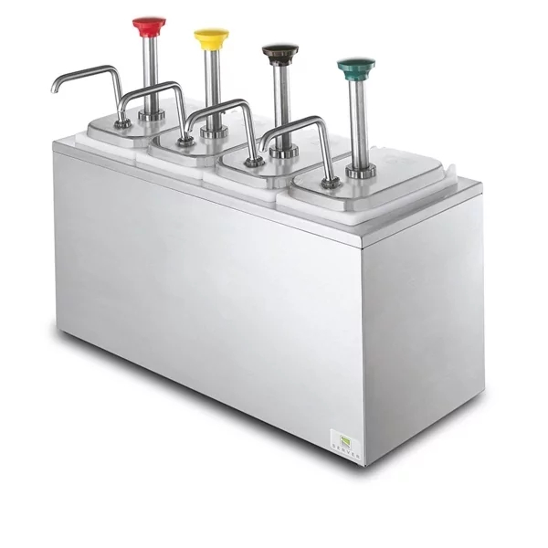 Distributeur de garniture froid - 4 pompes - inox brossé - base isolée_0