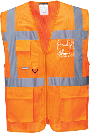 Gilet HV Meshair Athene - Orange C376, XS, avec bandes réfléchissantes et multiples poches_0