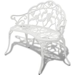 Helloshop26 - Banc de jardin meuble de patio d'extérieur terrasse 100 x 54 x 80 cm aluminium coulé blanc 02_0011141 - 3000611447765_0