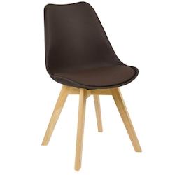 Helloshop26 - Chaise de salle à manger faux cuir pieds bois marron 19_0000126 - 3000239238981_0