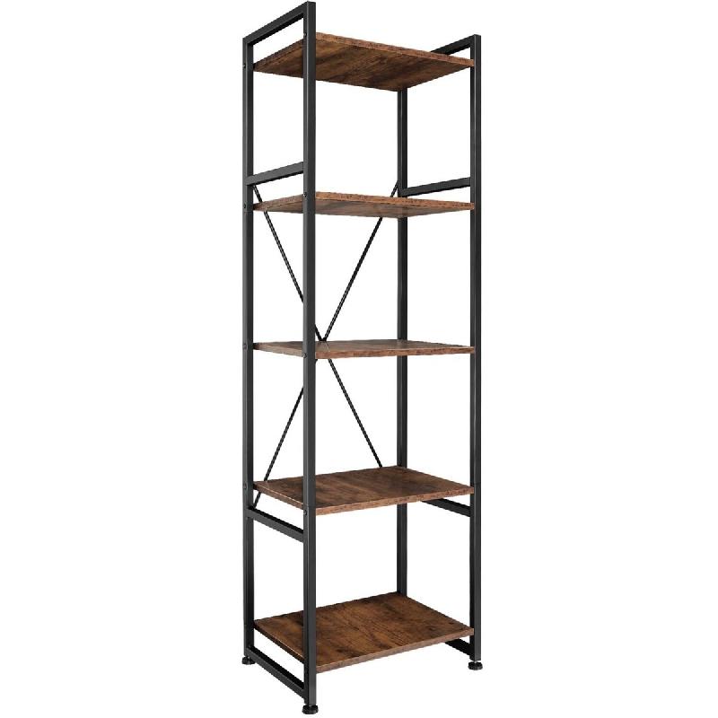 Helloshop26 - Grande étagère bibliothèque au look industriel/ vintage 5 niveaux 151,5 cm marron 08_0000575 - 3000886132694_0