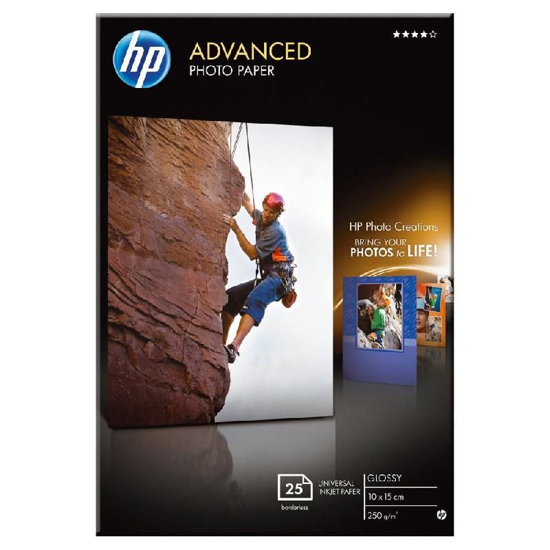 HEWLETT PACKARD PAPIER PHOTO BRILLANT ADVANCED- BOÎTE DE 25 FEUILLES - FORMAT A6 (250 G/M²) - COULEUR BLANC