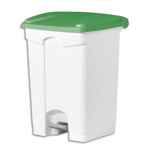 Hygiene collecteur à pédale blanc couvercle vert en polyéthylène 45 litres - dim. : l41 x h60 x p39 cm_0