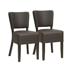 METRO PROFESSIONAL - Lot de 2 chaises de restaurant rembourrées Jack en bois de hêtre et simili cuir marron, ignifugées et robustes_0