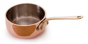 Plat à sauter en cuivre M'minis 150b Mauviel - 7 cm, intérieur inox, monture bronze_0