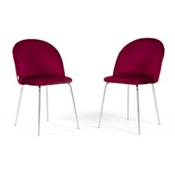RATTATAN Lot de 2 chaises en velours avec pieds en métal, design élégant pour cuisine, salle à manger, bar ou restaurant – Sara – Amarena/Arge_0