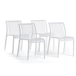 RATTATAN Set de 4 chaises en polypropylène empilables pour extérieur et jardin, bar et restaurant, structure robuste et légère - Olimpia - Blanc -_0