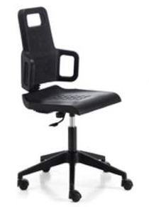Siège technique ergonomique pour atelier ou laboratoire - Dossier évasé - Revêtement similicuir, bois ou PU_0
