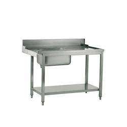 Mastro Table d'Entrée Inox avec Évier pour Lave-Vaisselle à Capot - Virtus - l150- L- P77- h87- - 0651637238535_0