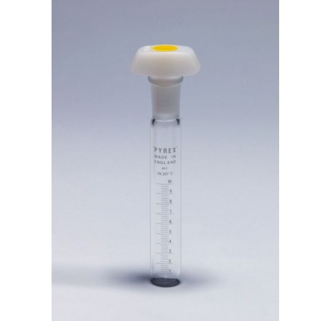 Tube à essai gradué en verre borosilicate Pyrex - 10 ml, 18x125mm, fond rond avec bouchon en polyéthylène_0