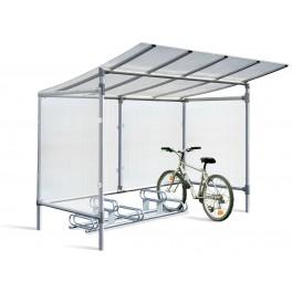 Abri vélo semi-ouvert / structure en aluminium / bardage en polycarbonate alvéolaire / pour 5 vélos_0