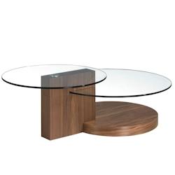 AC ANGEL CERDA Angel Cerdá Table basse ronde en verre trempé et noyer 2019C 120 x 80 x 38 - marron Bois manufacturé 8435631001942_0