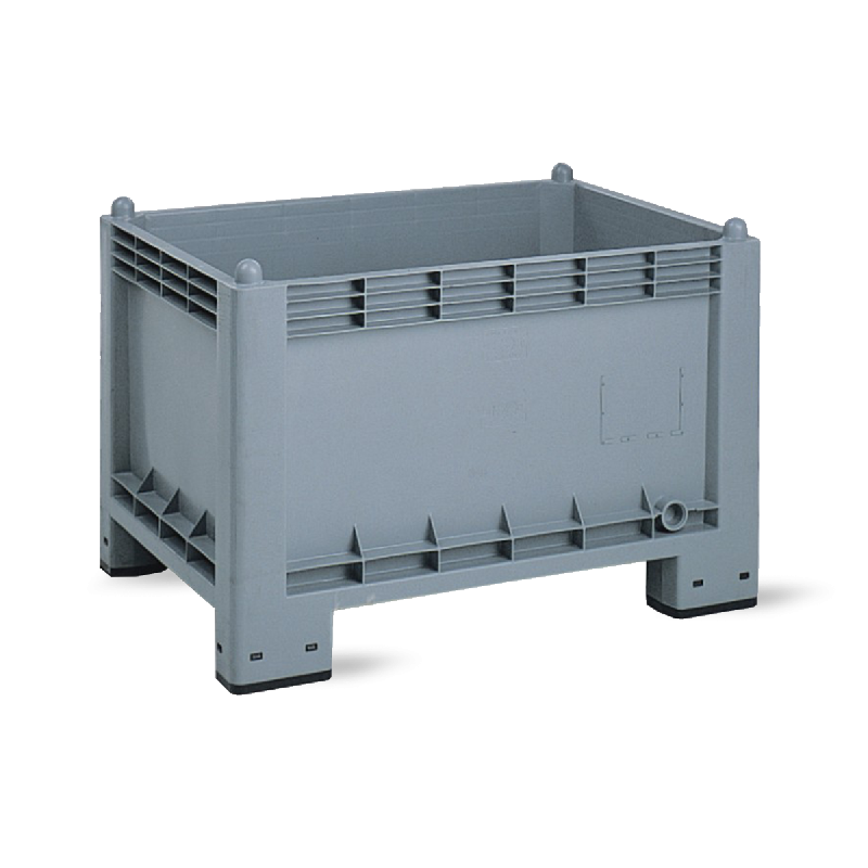 Caisse-palette plastique pleine légère 1000 x 700 - 300L, gerbable, pieds ou roulettes, qualité alimentaire_0