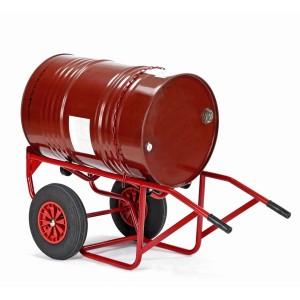 Chariot manuel pour fûts métalliques - roues gonflées pour chantier_0