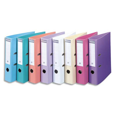 CLASSEUR A LEVIER EXACOMPTA EN PVC - DOS DE 7 CM - FORMAT 32 X 29 CM - COLORIS ASSORTIS PASTEL - LOT DE 10