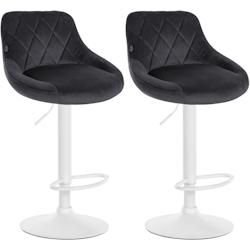 CLP Lot de 2 tabourets de bar Lazio velours Gris foncé/Blanc - gris textile 323260_0