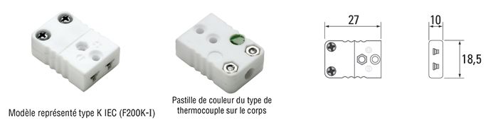 F200 - Connecteur pour thermocouple - céramique 650°C max - types K, T, J, N, R/S, E, B_0