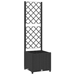 Helloshop26 - Jardinière bac lit surélevé plantes fleurs terrasse jardin avec treillis 40 x 40 x 136 cm PP noir 02_0038289 - 3000214207827_0