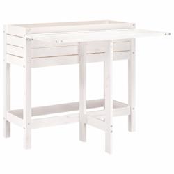 Helloshop26 - Jardinière bac lit surélevé plantes fleurs terrasse jardin de jardin avec plateau pliant bois pin massif blanc 02_0038585 - 300021774_0