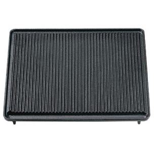 Plaque grill rainurée en fonte émaillée - Adaptée à tous types de brûleurs gaz pour viandes et poissons_0