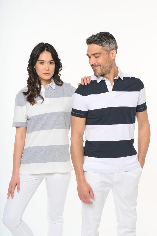 Polo rugby rayé manches courtes unisexe - Kariban - Réf: K286 - 100% coton peigné - Coupe ajustée - Disponibles en tailles 3XL et 4XL_0