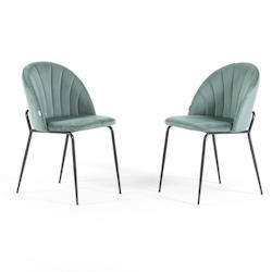 RATTATAN Lot de 2 chaises en velours d’intérieur, rembourrées, pieds en métal, design élégant pour cuisine, salle à manger, restaurant – Ver_0