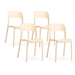 RATTATAN Lot de 4 chaises empilables en polypropylène avec fibre de verre pour jardin ou intérieur, hydrofuges et résistantes, design moderne – B_0