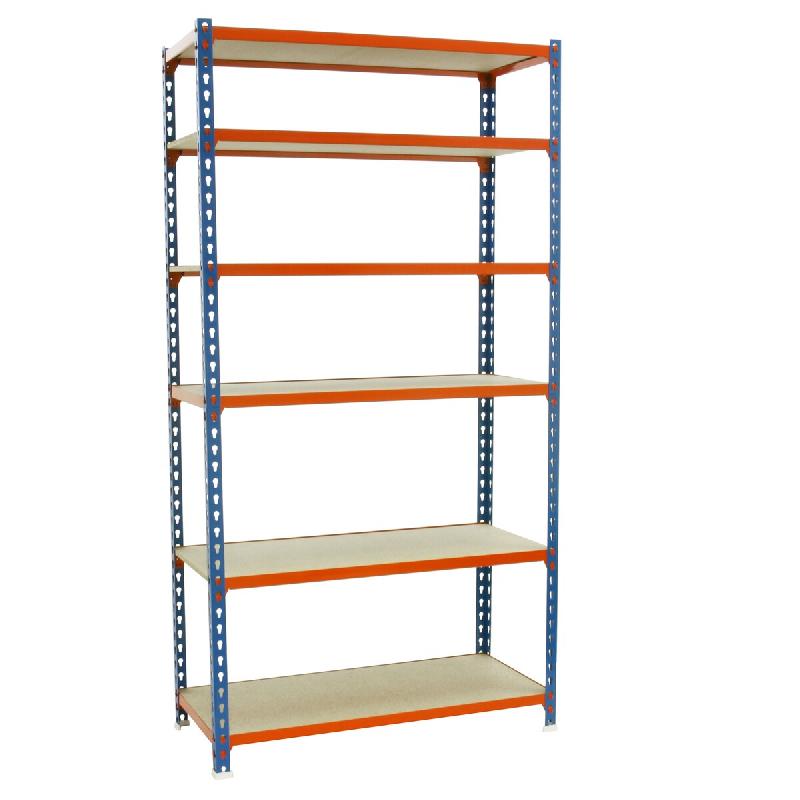 SimonRack Étagère Rangement 2500x800x300 mm, 6 niveaux, plateaux en bois, charge 150 kg par niveau, Bleu/Orange - Maderclick - métal 8435104955161_0