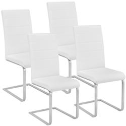 Tectake 4 Chaises de Salle à Manger BETTINA Rembourrées Pieds en métal Argentés Design Moderne - blanc -402554 - blanc matière synthétique 402554_0