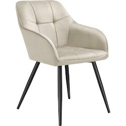 Tectake Chaise rembourrée en velours matelassé avec dossier continu crème/noir - 405720 - beige polyester 405720_0