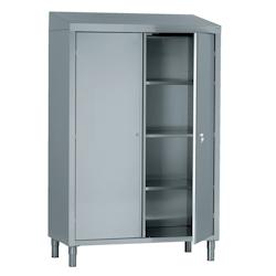 Armoire haute à portes battantes Tournus Equipement - 1400 mm - modèle 802943 - plastique - dessus incliné et étagères réglables_0