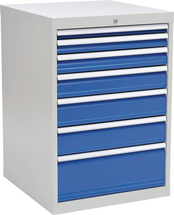 Armoire à  tiroirs H1019xl705xP736 mm gris clair/bleu de sécurité 7 tiroirs extraction totale_0