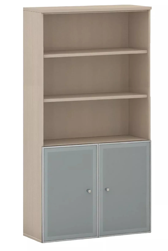Armoire combiné portes en verre avec serrure sur cadre alu - 3 étagères - hauteur 196 cm So Madrid_0